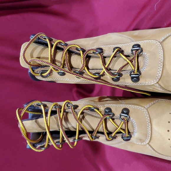 Timberland tan full lace wedge heel squared toe nubuck suede boots - Picture 8 of 10